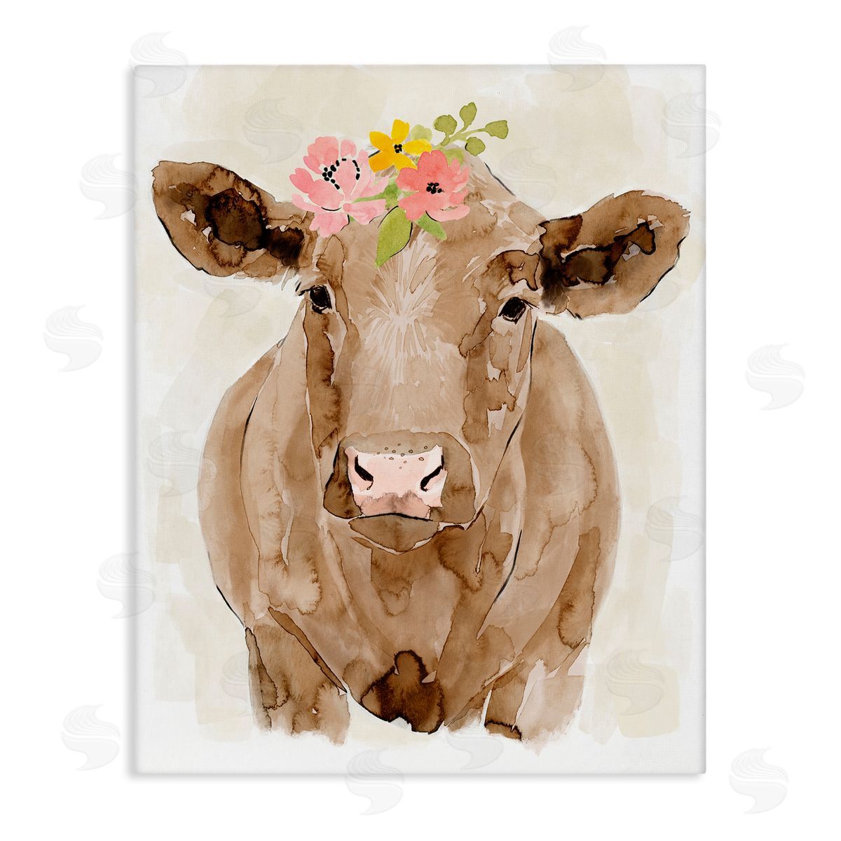 Victoria Barnes Delicate Blooms Cow Portrait