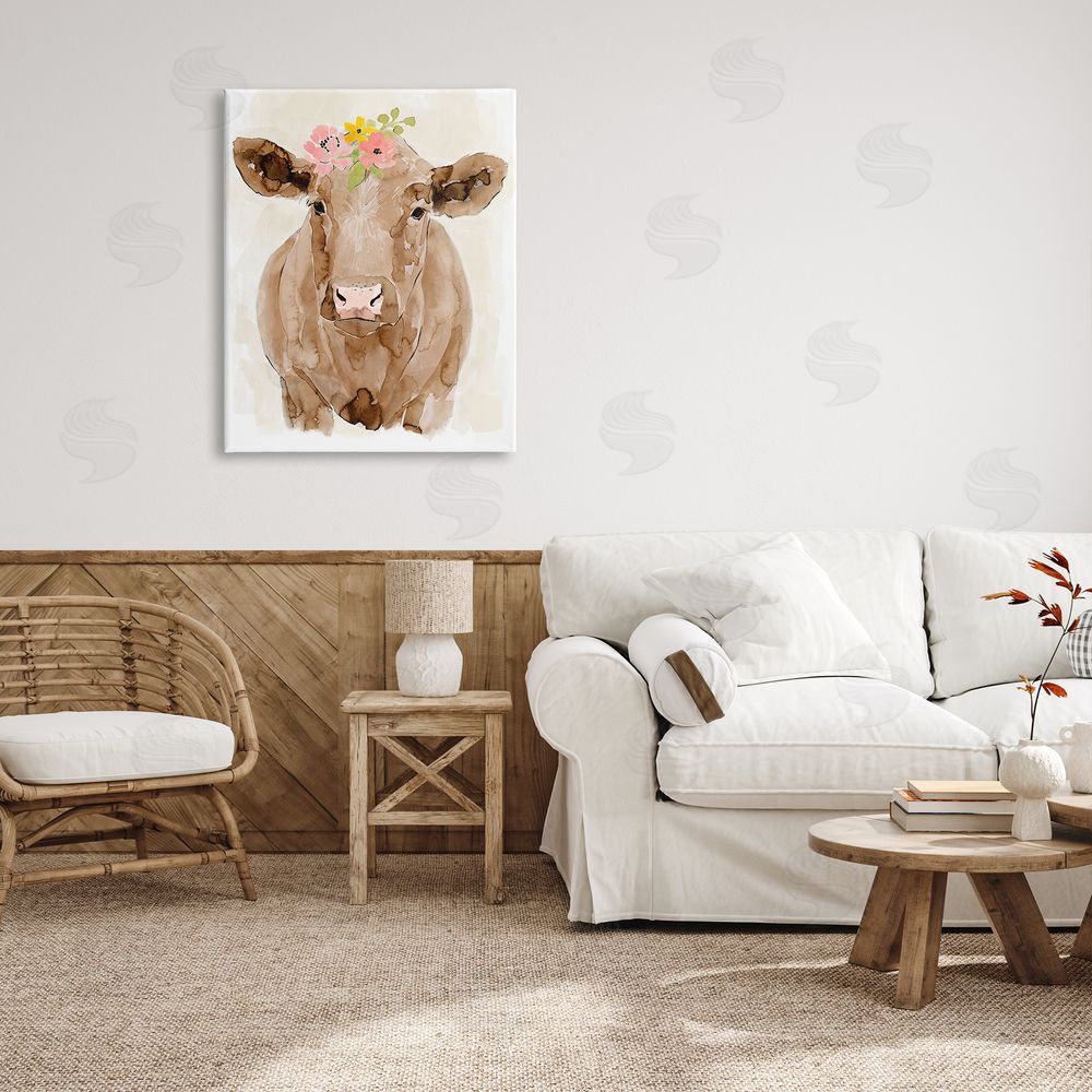 Victoria Barnes Delicate Blooms Cow Portrait