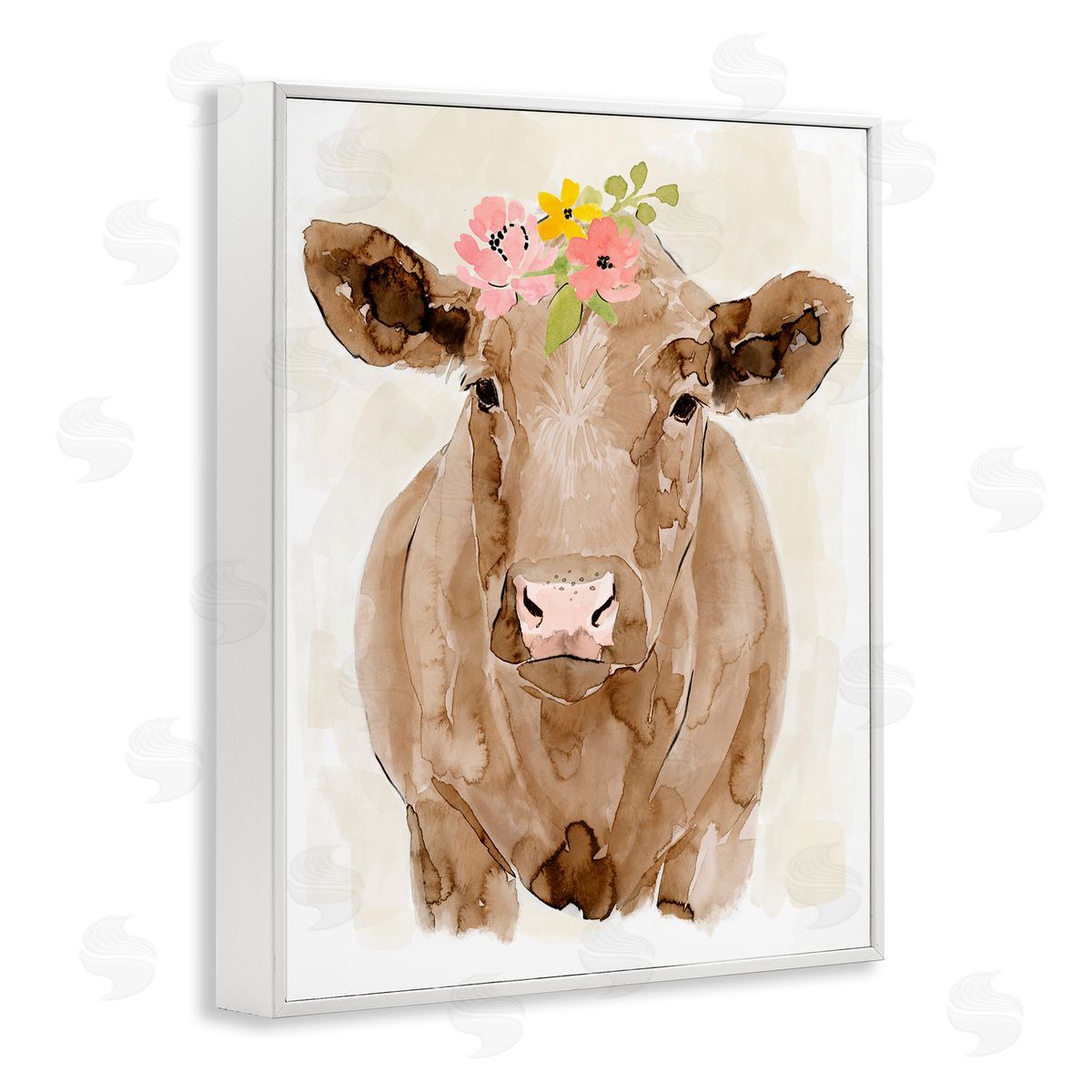 Victoria Barnes Delicate Blooms Cow Portrait