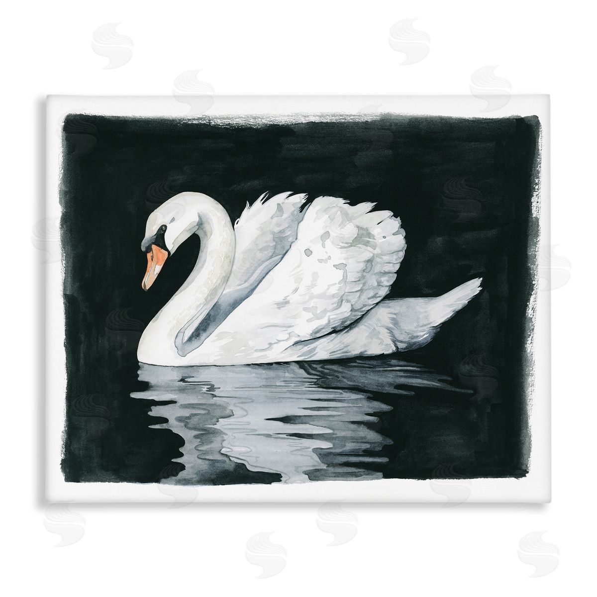 Beautiful Swan Black Reflection Canvas Wall Art, Home Decor by Grace Popp