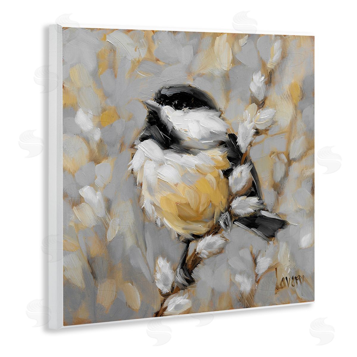Andrea Lavery Bird Perched Pussy Willow Wildlife Wooden Wall Plaque Art Print