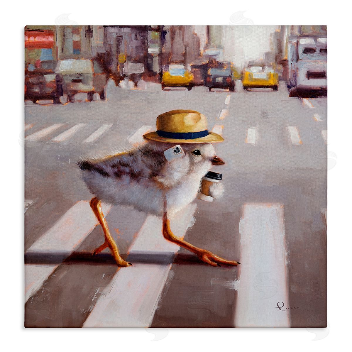 Lucia Heffernan Bird Crosswalk Urban City Street Stretched Canvas Wall Art Print