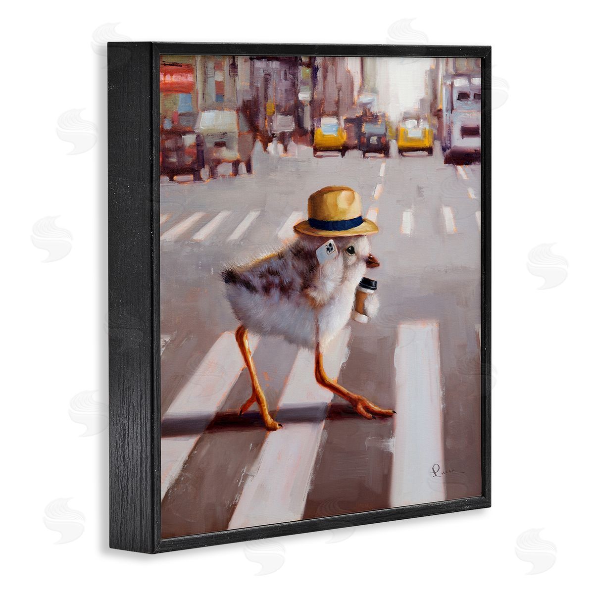 Lucia Heffernan Bird Crosswalk Urban City Street Black Framed Glicee Wall Art Print