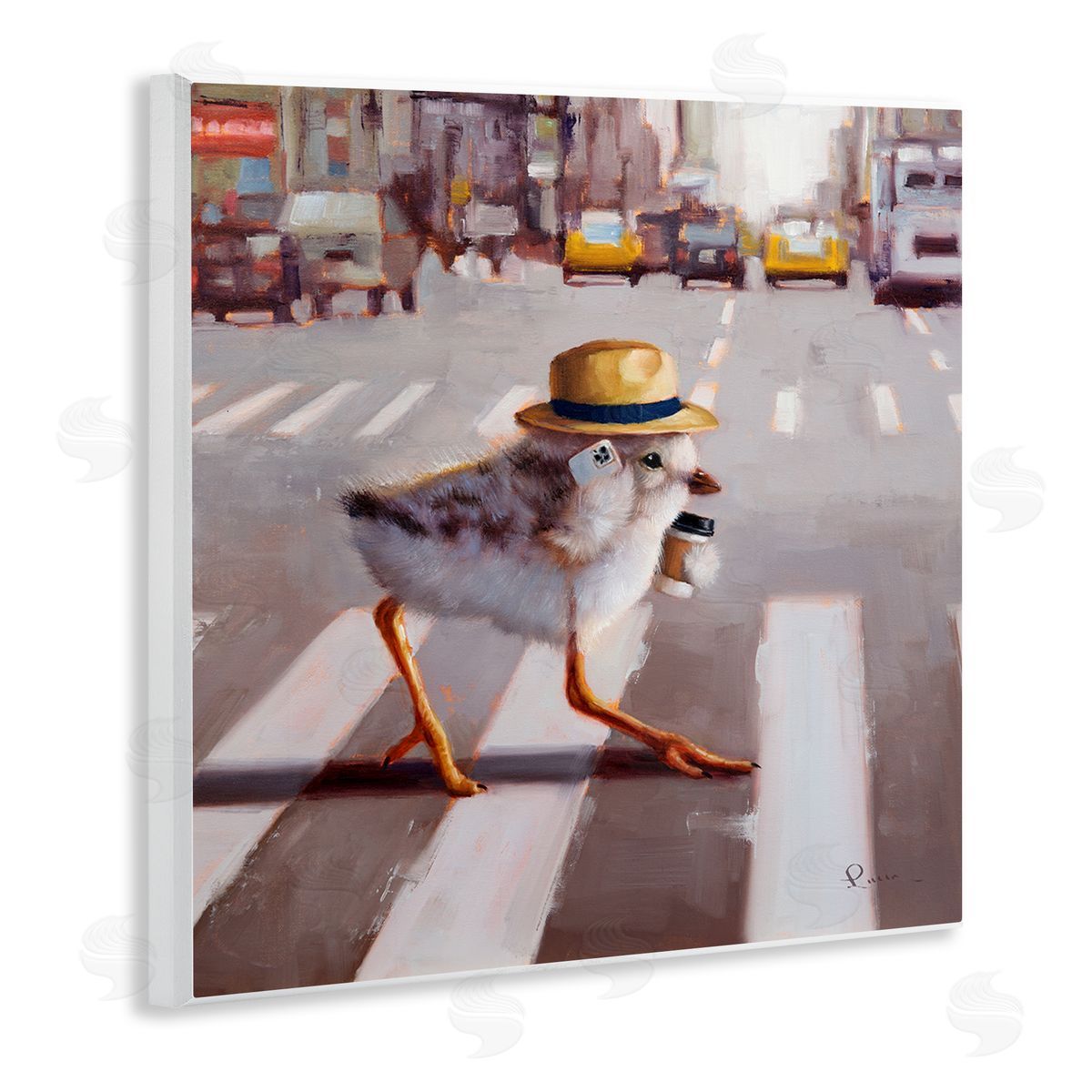 Lucia Heffernan Bird Crosswalk Urban City Street Wooden Wall Plaque Art Print