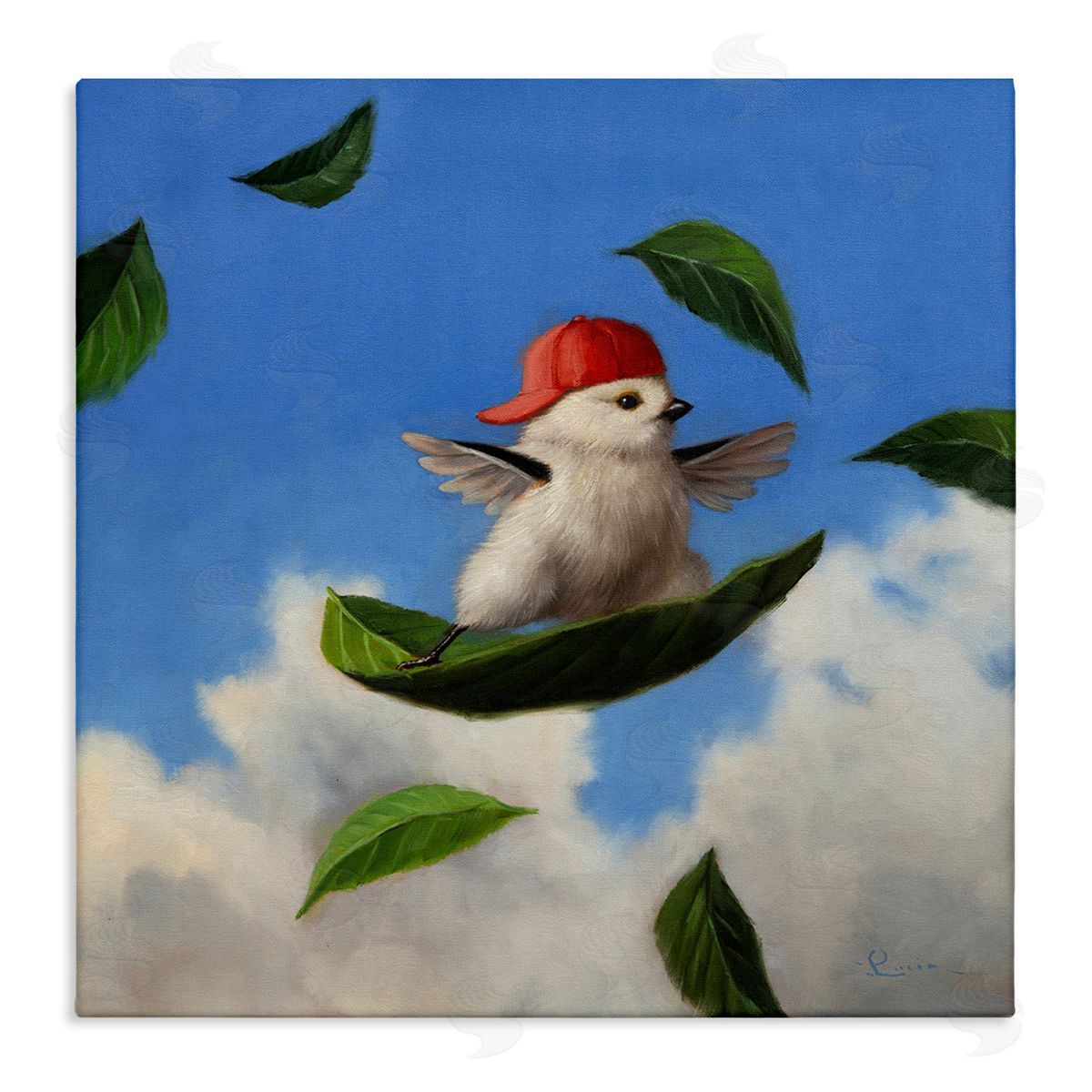 Lucia Heffernan Bird Leaf Surfing Windy Sky  Stretched Canvas Wall Art Print