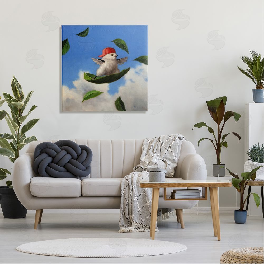 Lucia Heffernan Bird Leaf Surfing Windy Sky  Canvas Wall Art in Room