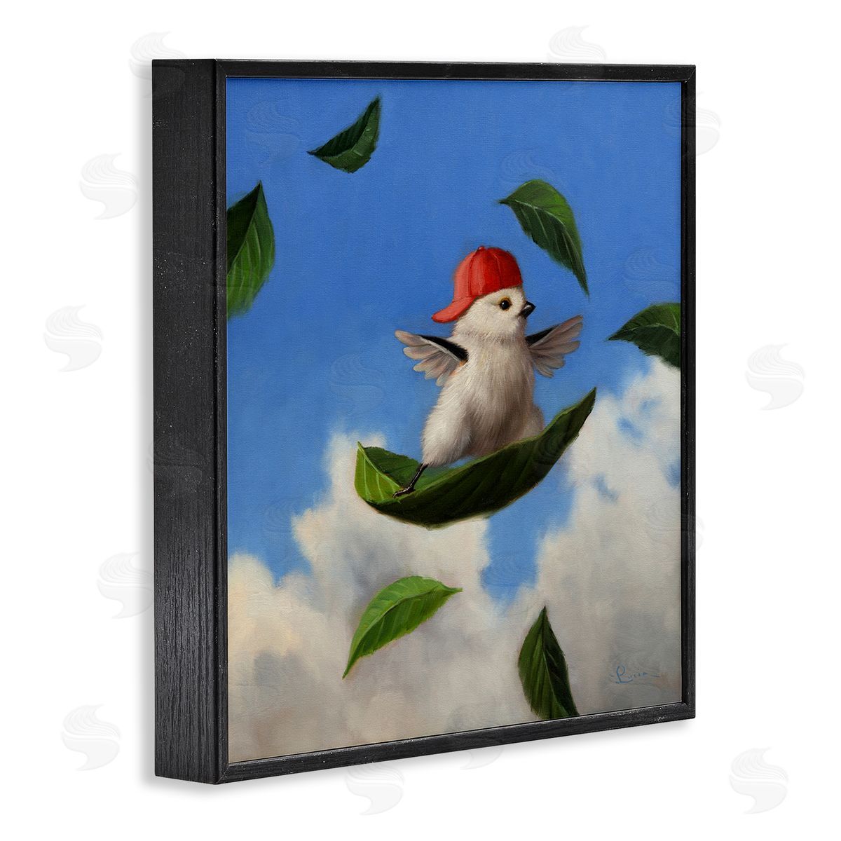 Lucia Heffernan Bird Leaf Surfing Windy Sky  Black Framed Glicee Wall Art Print