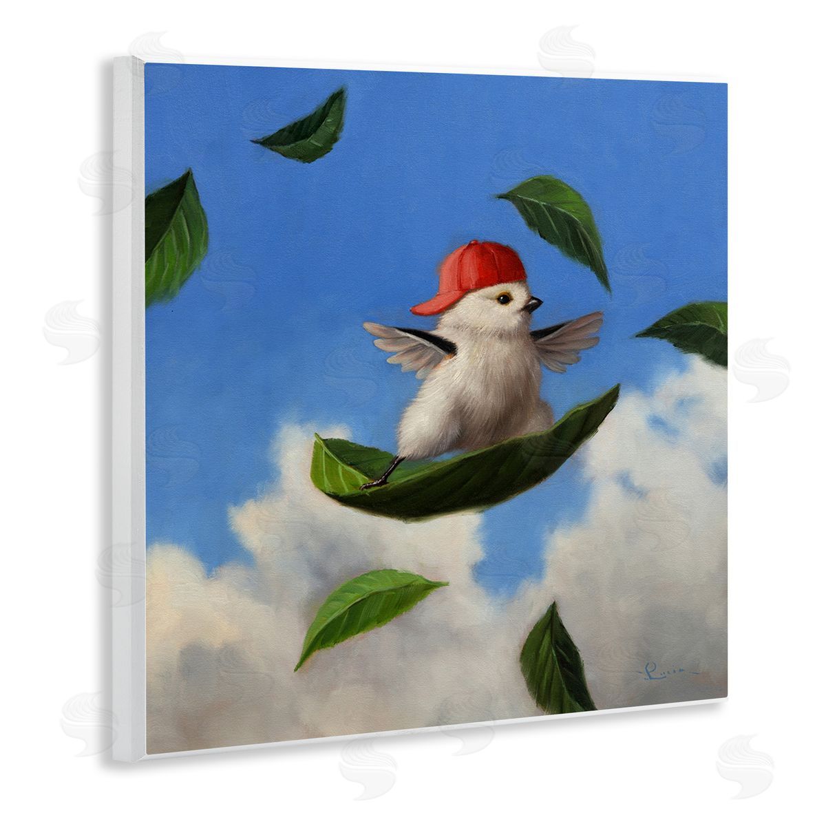 Lucia Heffernan Bird Leaf Surfing Windy Sky  Wooden Wall Plaque Art Print