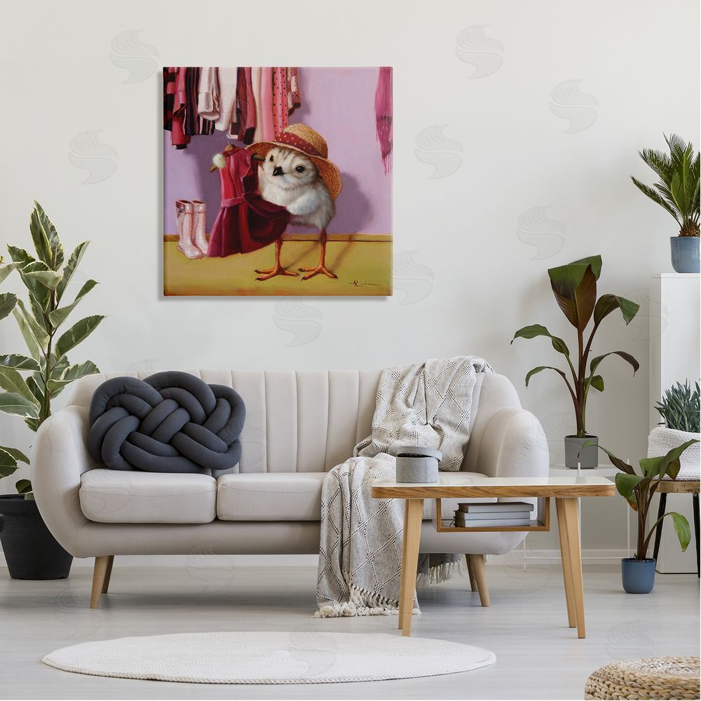Lucia Heffernan Bird Pink Dressing Room Clothes Canvas Wall Art in Room