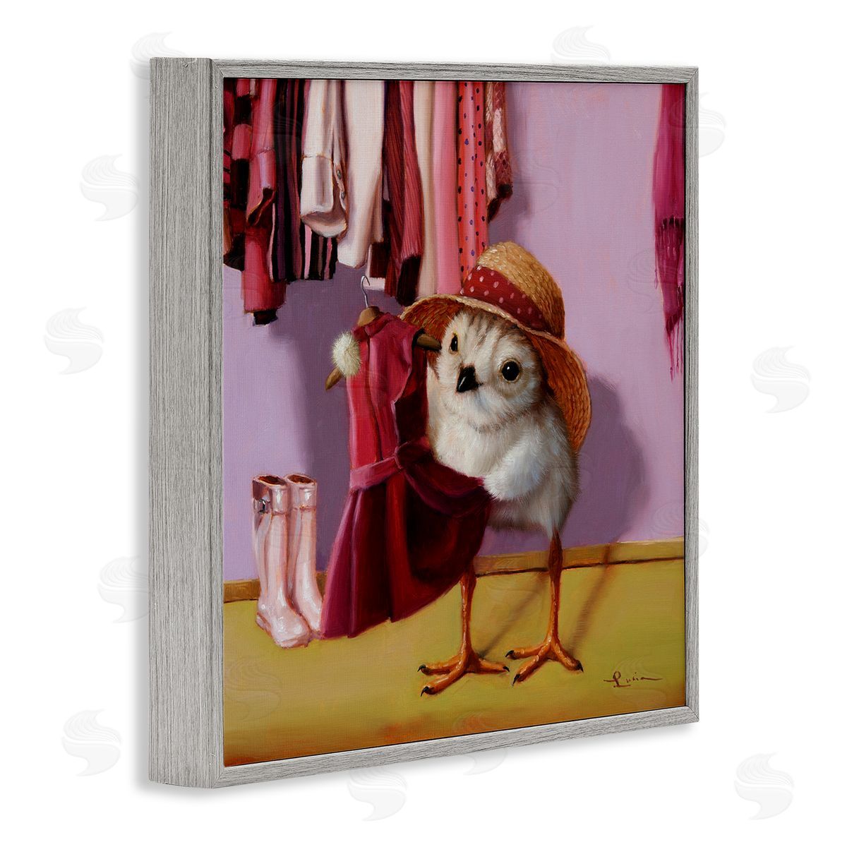 Lucia Heffernan Bird Pink Dressing Room Clothes Gray Framed Glicee Wall Art Print