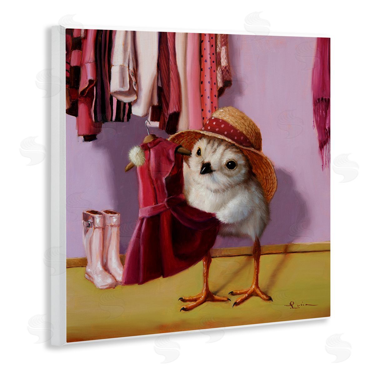 Lucia Heffernan Bird Pink Dressing Room Clothes Wooden Wall Plaque Art Print