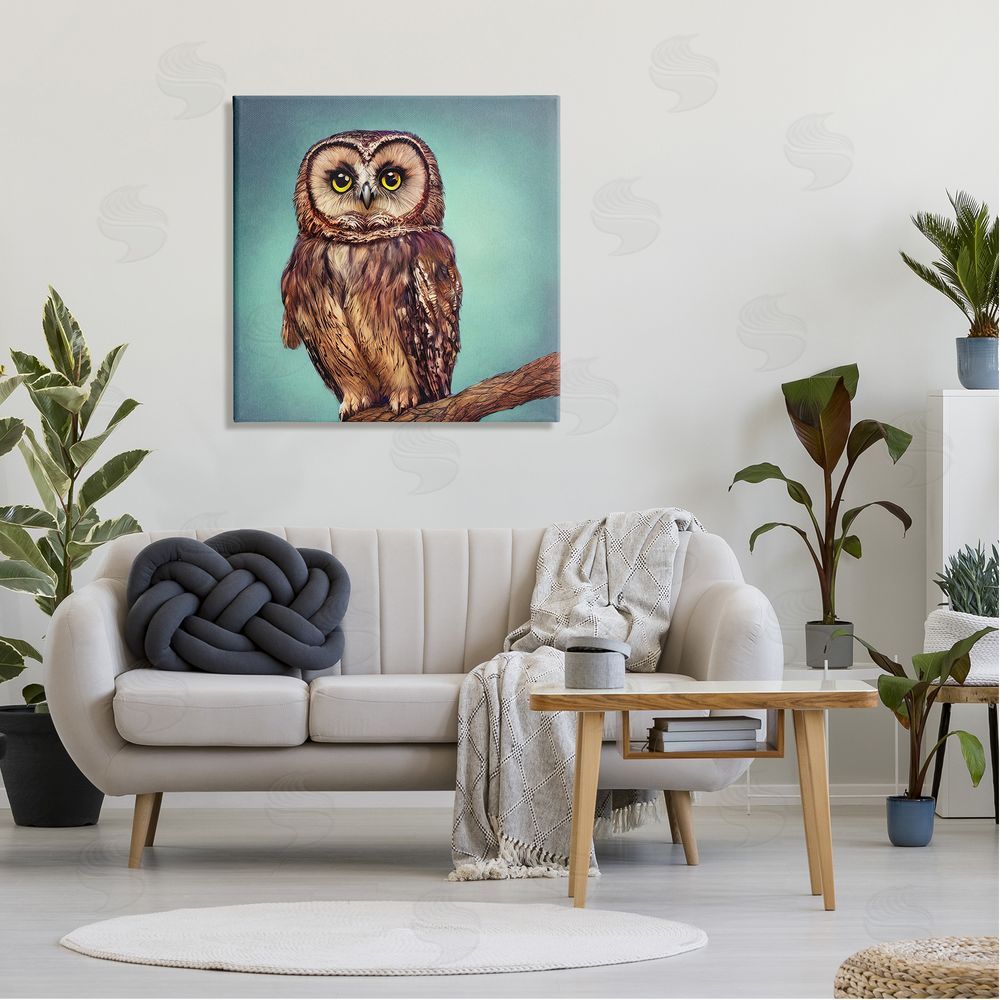 Alpenglow Workshop Beautiful Owl Wildlife Portrait Canvas Wall Art in Room