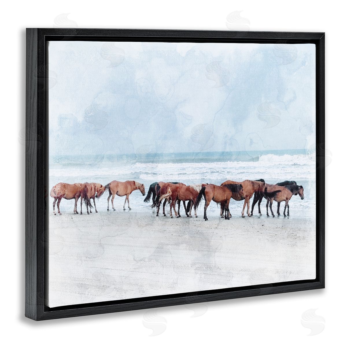 Stupell Studio Horse Herd Grazing Beach Shore
