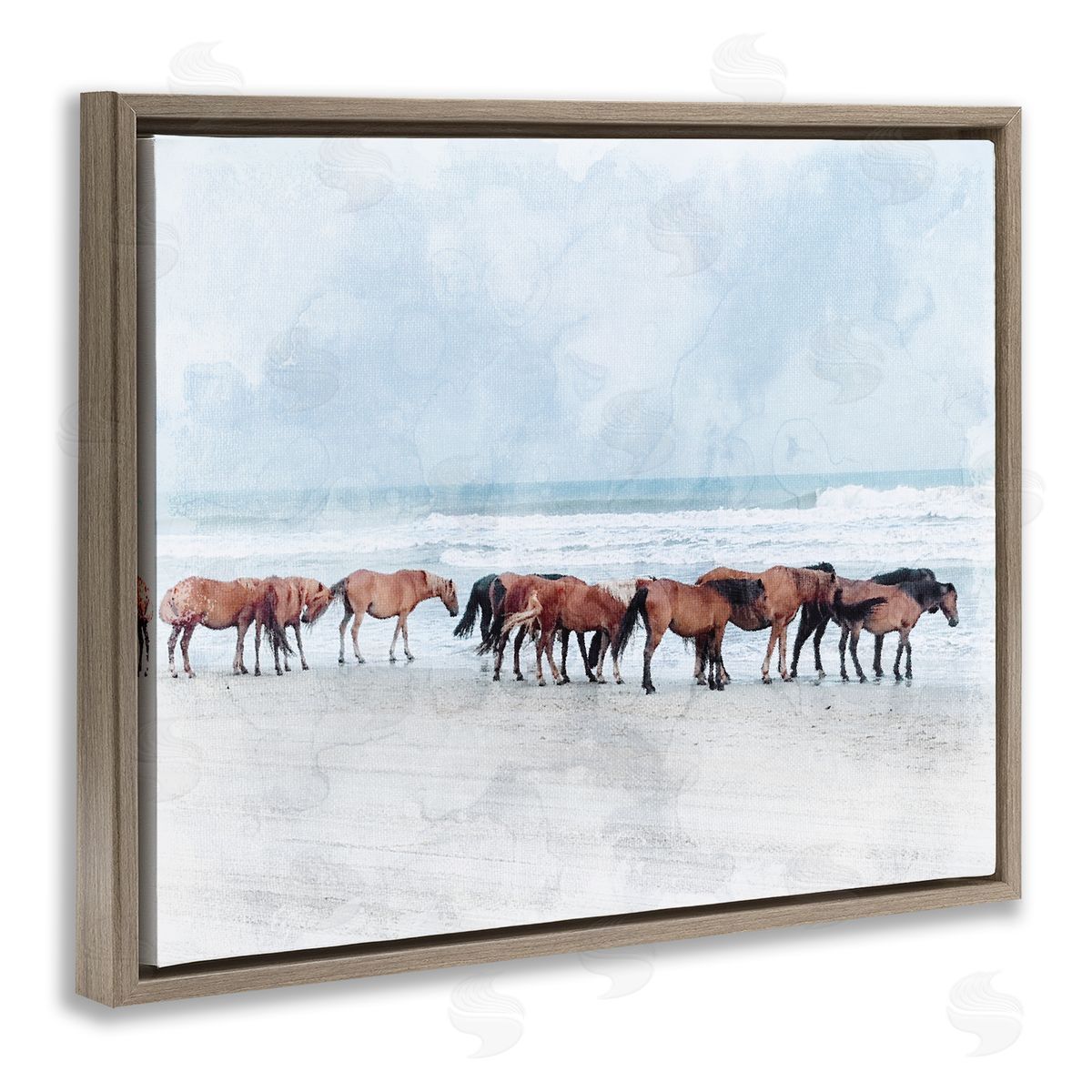 Stupell Studio Horse Herd Grazing Beach Shore