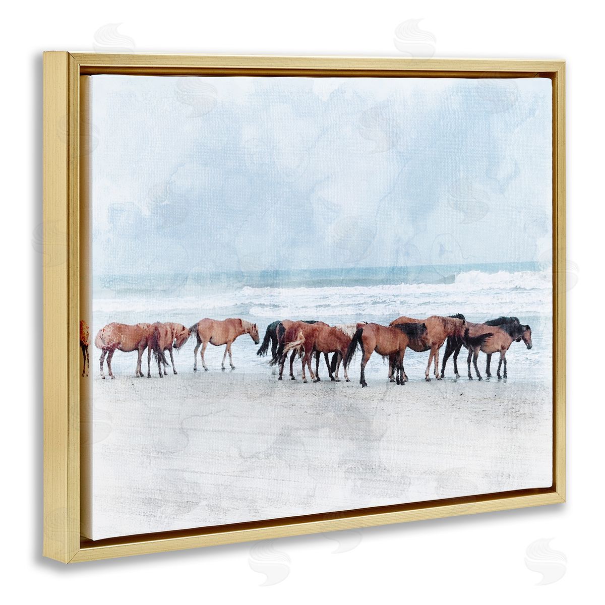 Stupell Studio Horse Herd Grazing Beach Shore