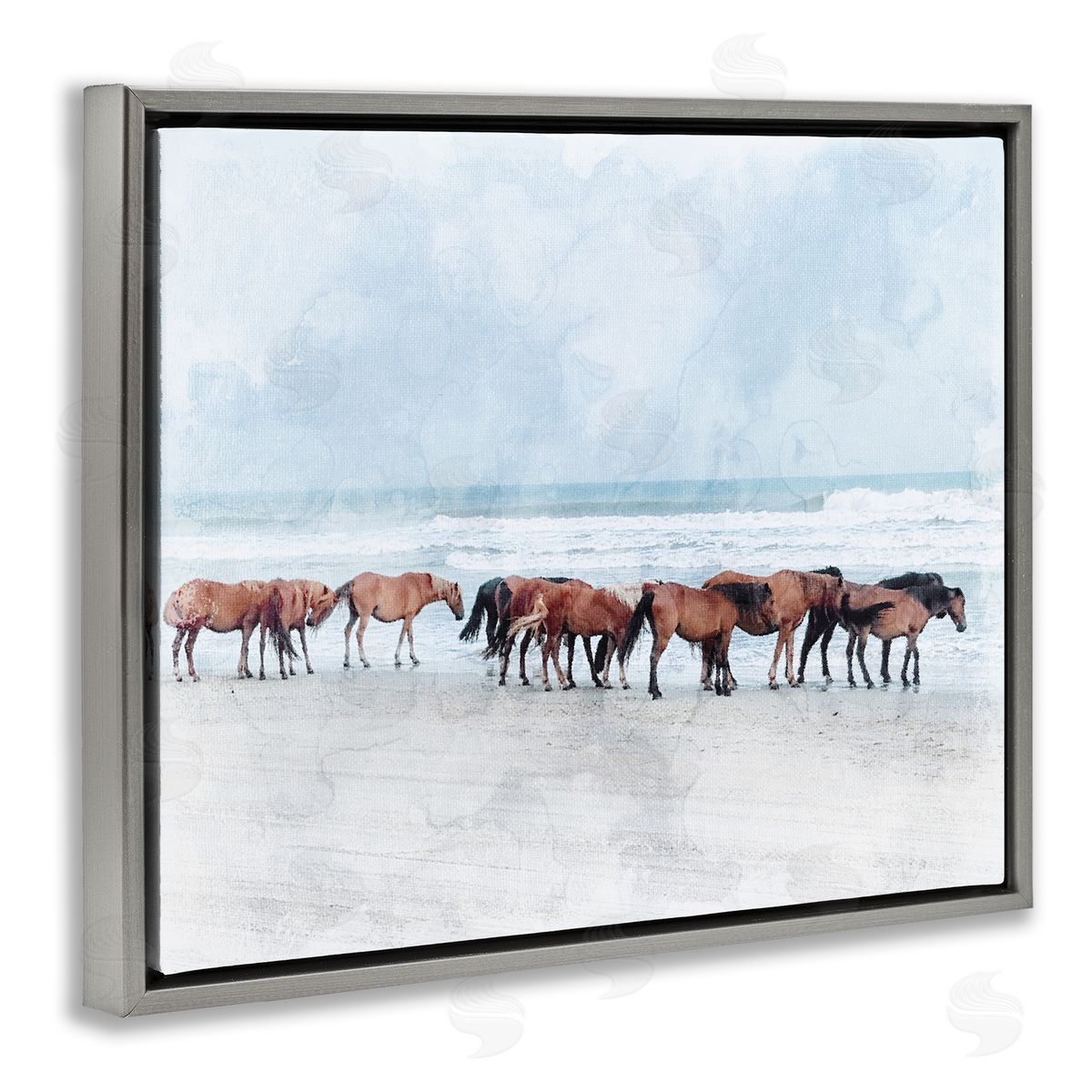 Stupell Studio Horse Herd Grazing Beach Shore