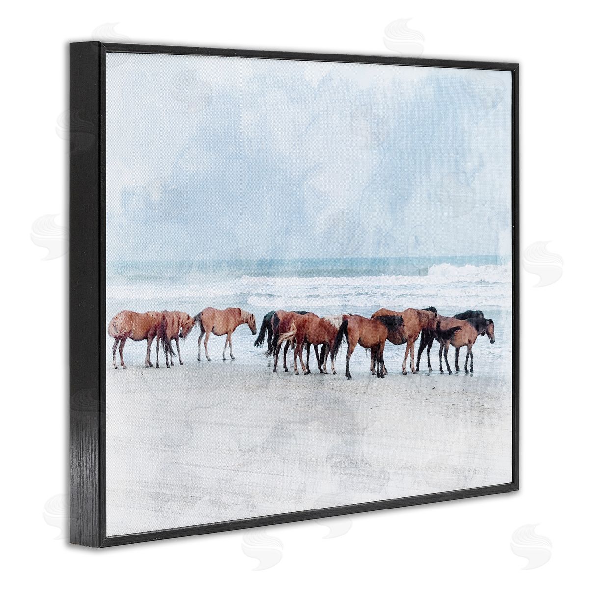 Stupell Studio Horse Herd Grazing Beach Shore