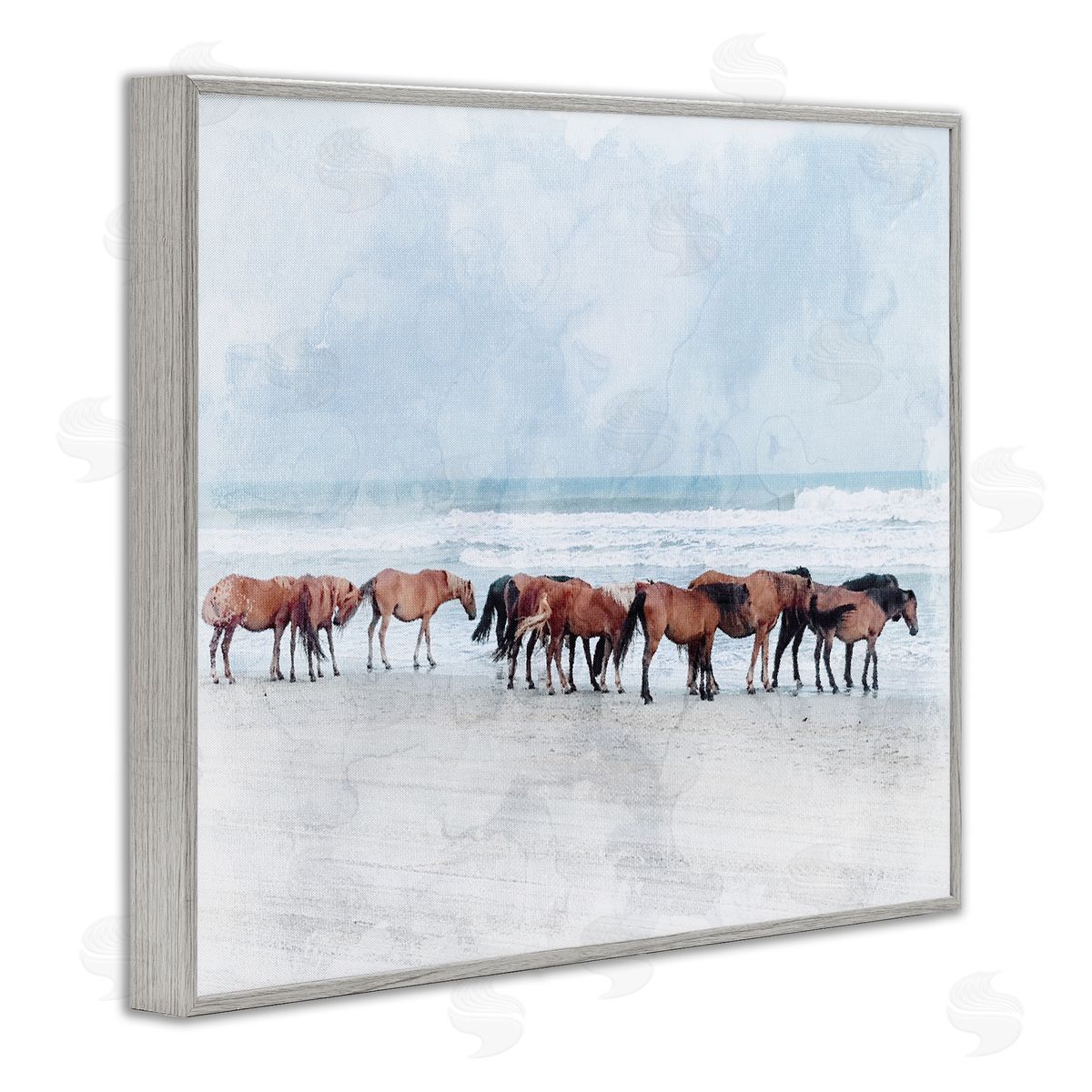 Stupell Studio Horse Herd Grazing Beach Shore