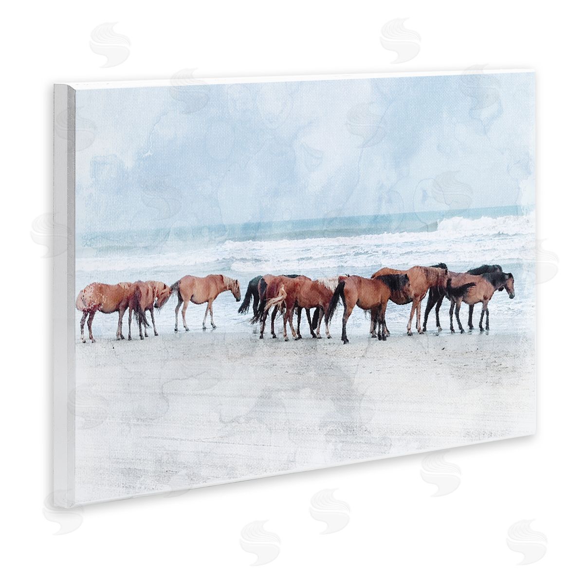 Stupell Studio Horse Herd Grazing Beach Shore