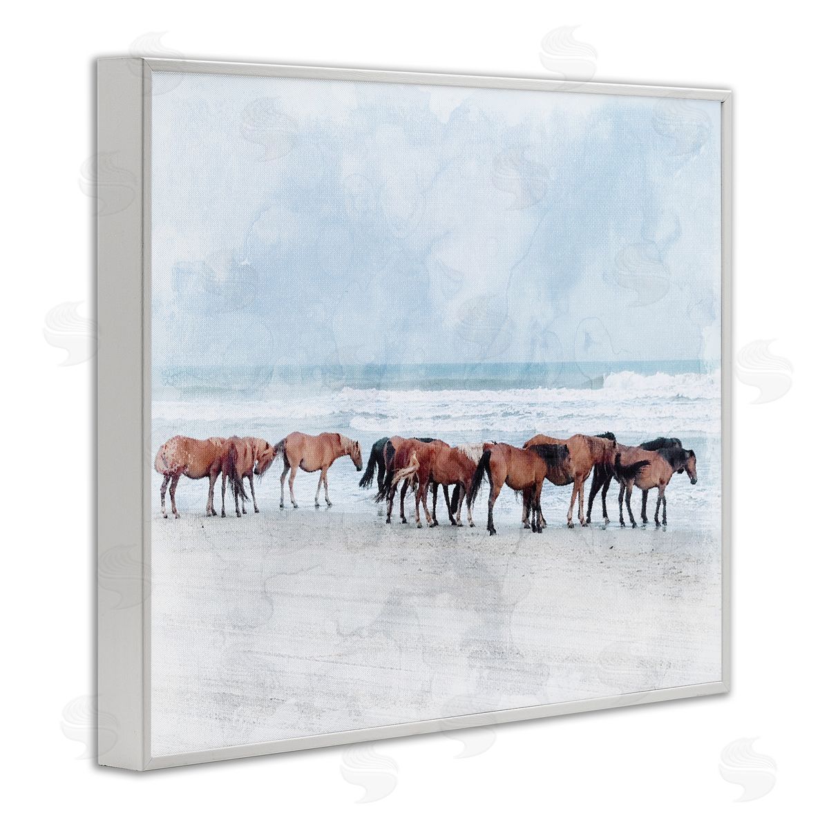 Stupell Studio Horse Herd Grazing Beach Shore