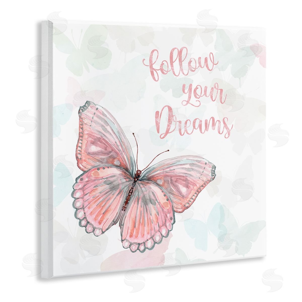 Follow Your Dreams Pink Butterfly Wood Plaque Wall Art, Home Decor by Carol Robinson