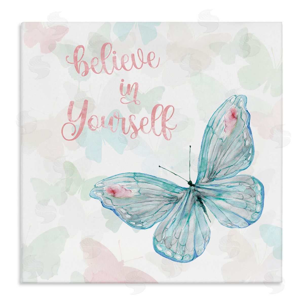 Carol Robinson Believe In Yourself Butterfly Phrase Stretched Canvas Wall Art Print