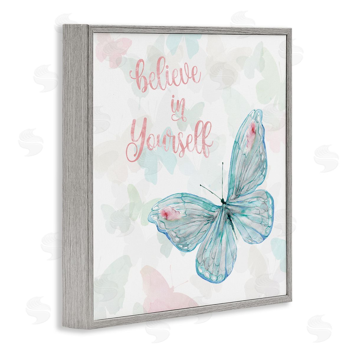 Carol Robinson Believe In Yourself Butterfly Phrase Gray Framed Glicee Wall Art Print