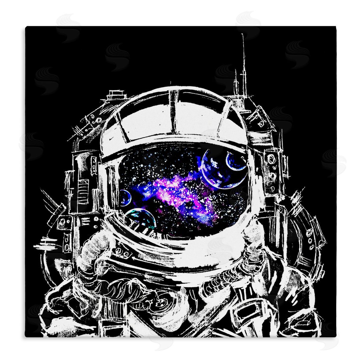 Sebastian Grafmann Astronaut Nebula Galaxy Reflection Stretched Canvas Wall Art Print