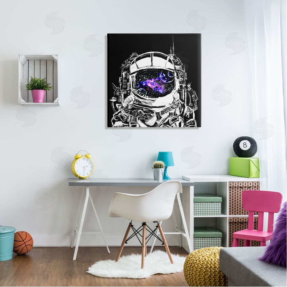 Sebastian Grafmann Astronaut Nebula Galaxy Reflection Canvas Wall Art in Room