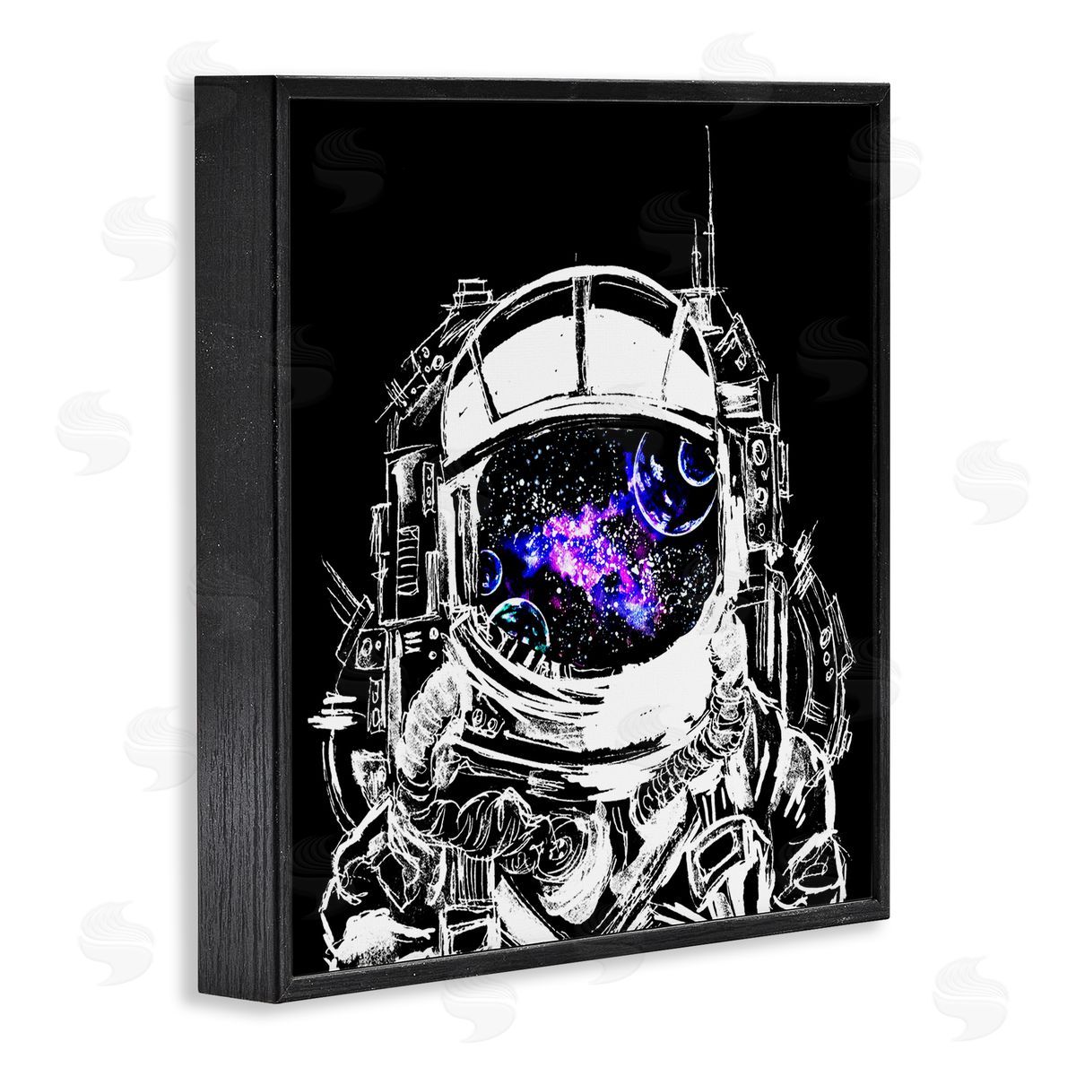 Sebastian Grafmann Astronaut Nebula Galaxy Reflection Black Framed Glicee Wall Art Print