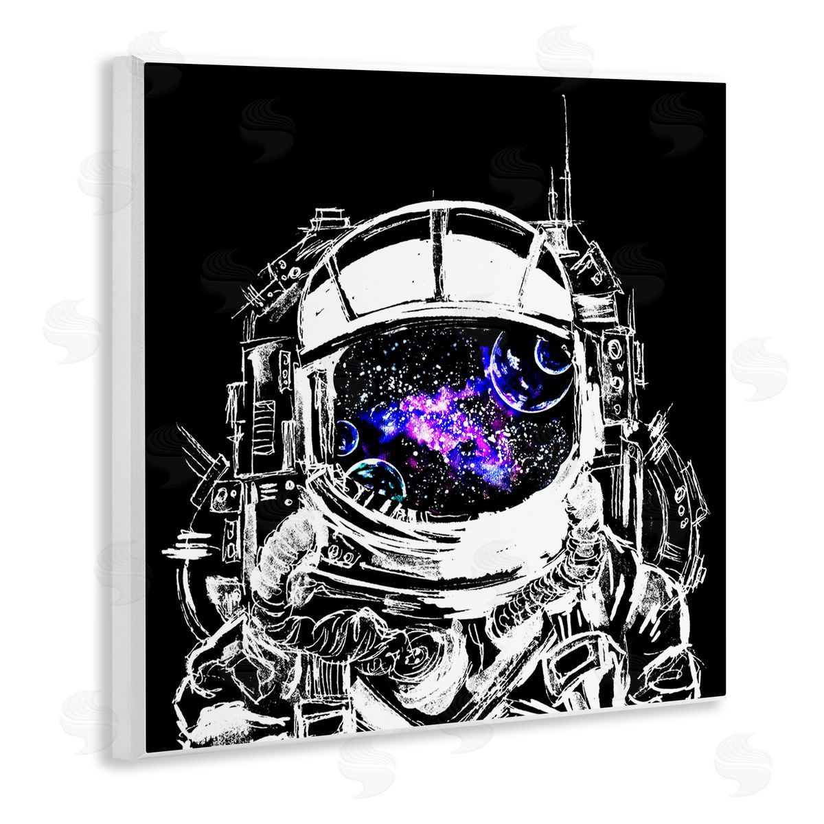 Sebastian Grafmann Astronaut Nebula Galaxy Reflection Wooden Wall Plaque Art Print