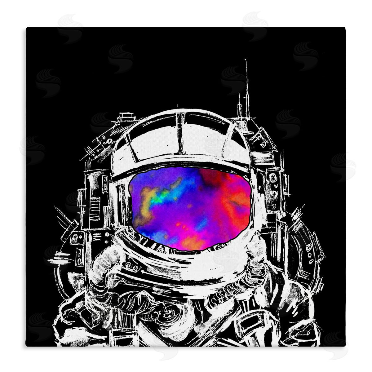 Sebastian Grafmann Astronaut Vivid Rainbow Nebula Stretched Canvas Wall Art Print
