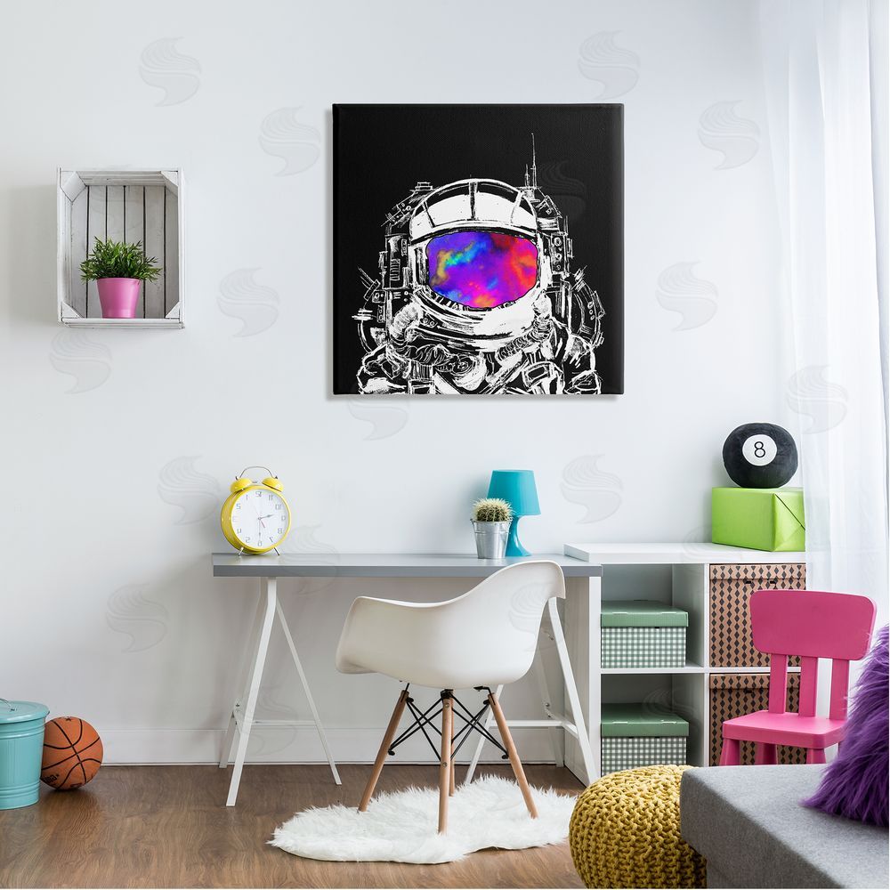 Sebastian Grafmann Astronaut Vivid Rainbow Nebula Canvas Wall Art in Room