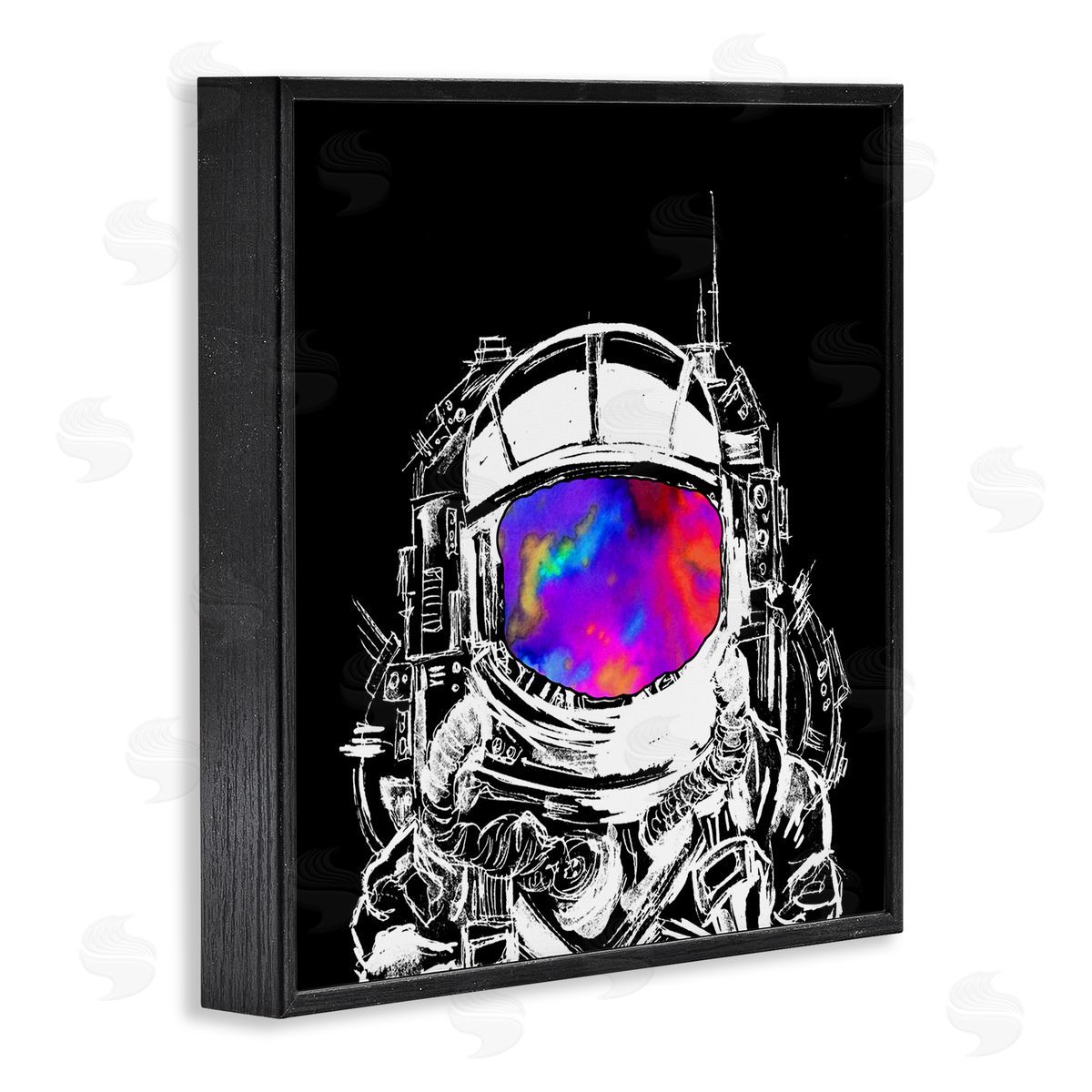 Sebastian Grafmann Astronaut Vivid Rainbow Nebula Black Framed Glicee Wall Art Print