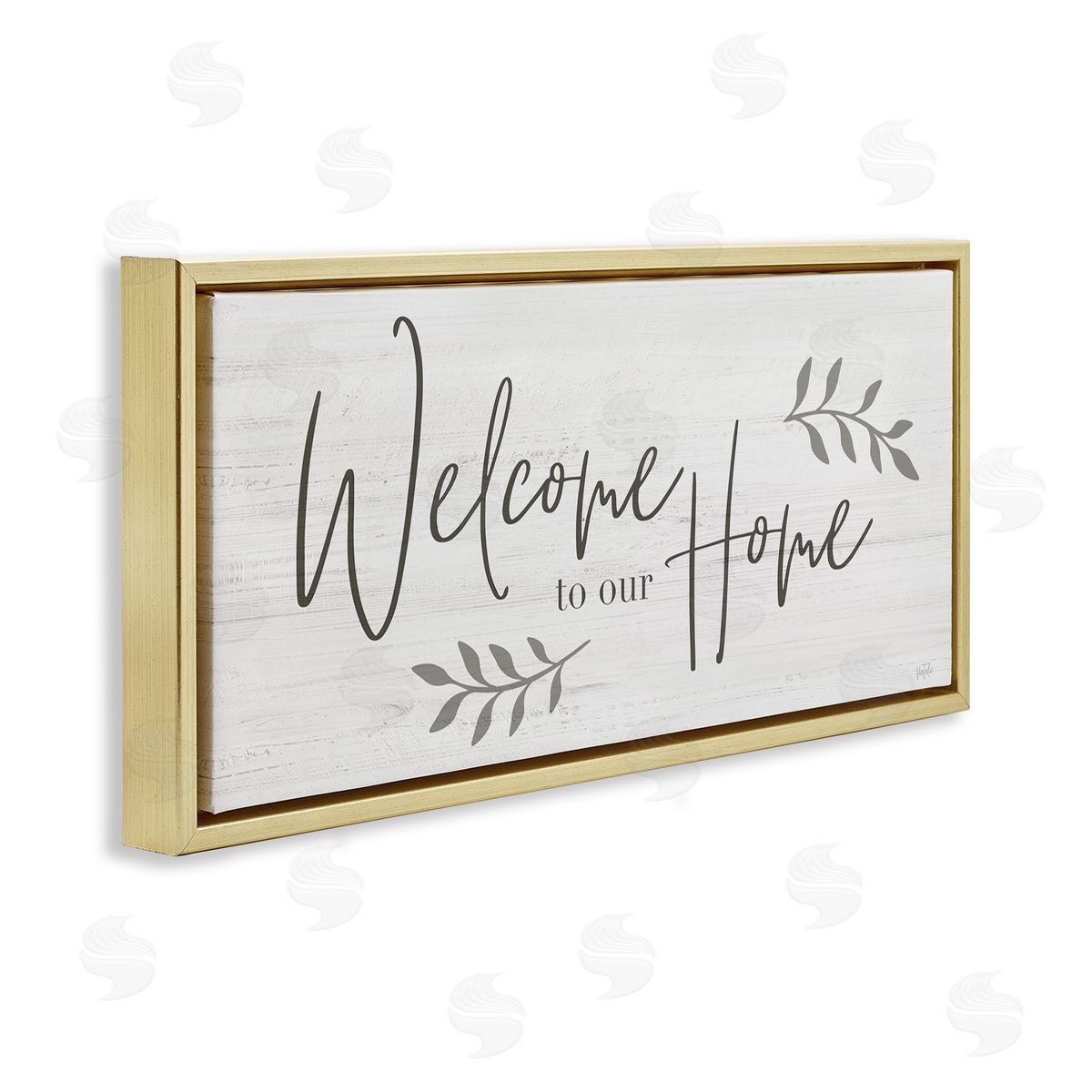 Welcome To Our Home Country Sign Gold Floating Frame Canvas Wall Art, Home Decor by Natalie Carpentieri