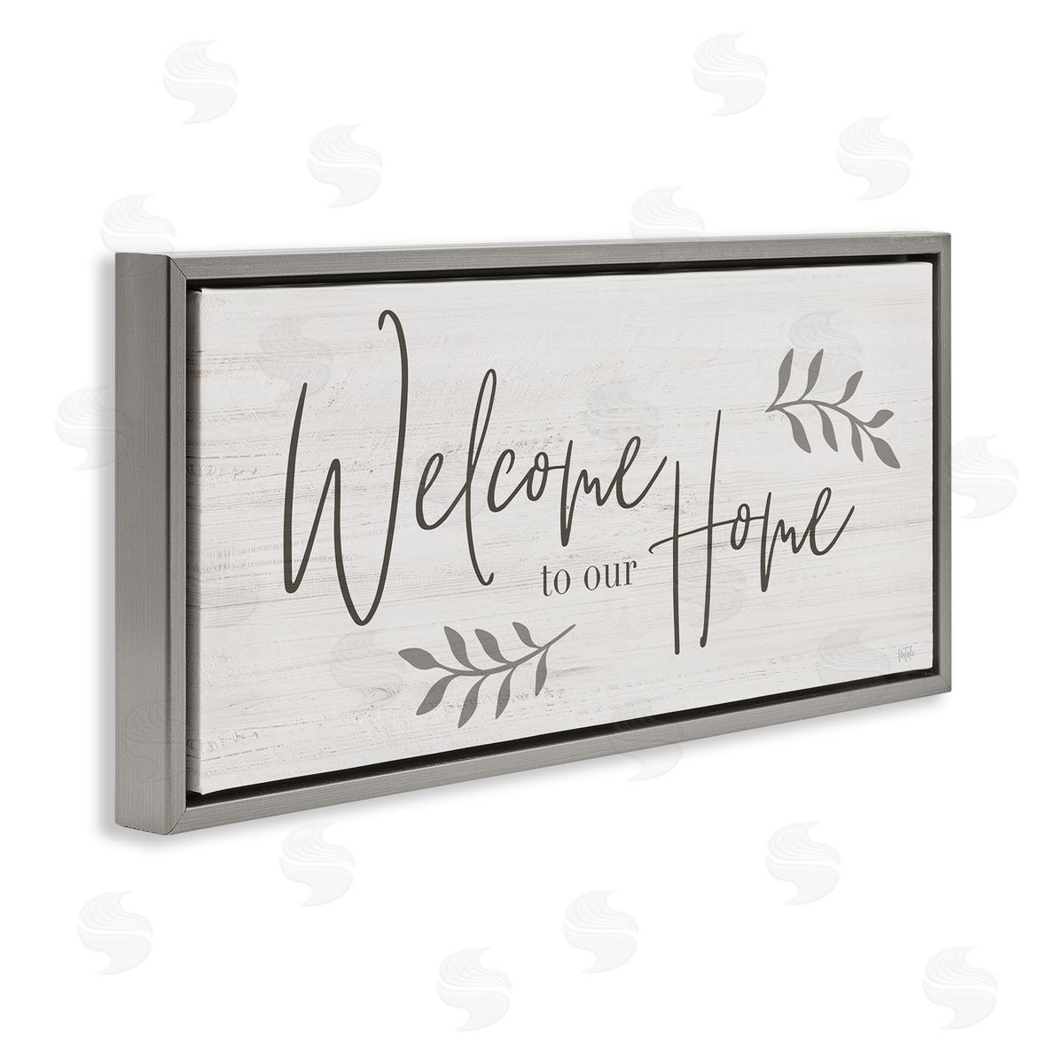 Welcome To Our Home Country Sign Grey Floating Frame Canvas Wall Art, Home Decor by Natalie Carpentieri