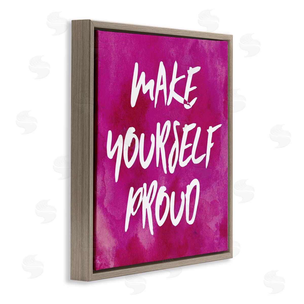 Natalie Sizemore Bold Make Yourself Proud Phrase Brown Floating Frame Canvas Wall Art Print