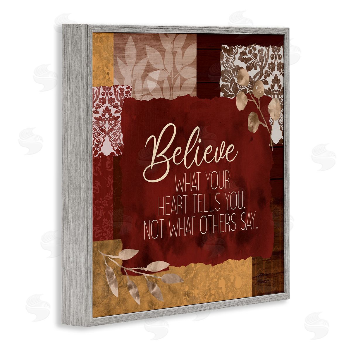 Kim Allen Believe What Your Heart Tells You Collage Gray Framed Glicee Wall Art Print