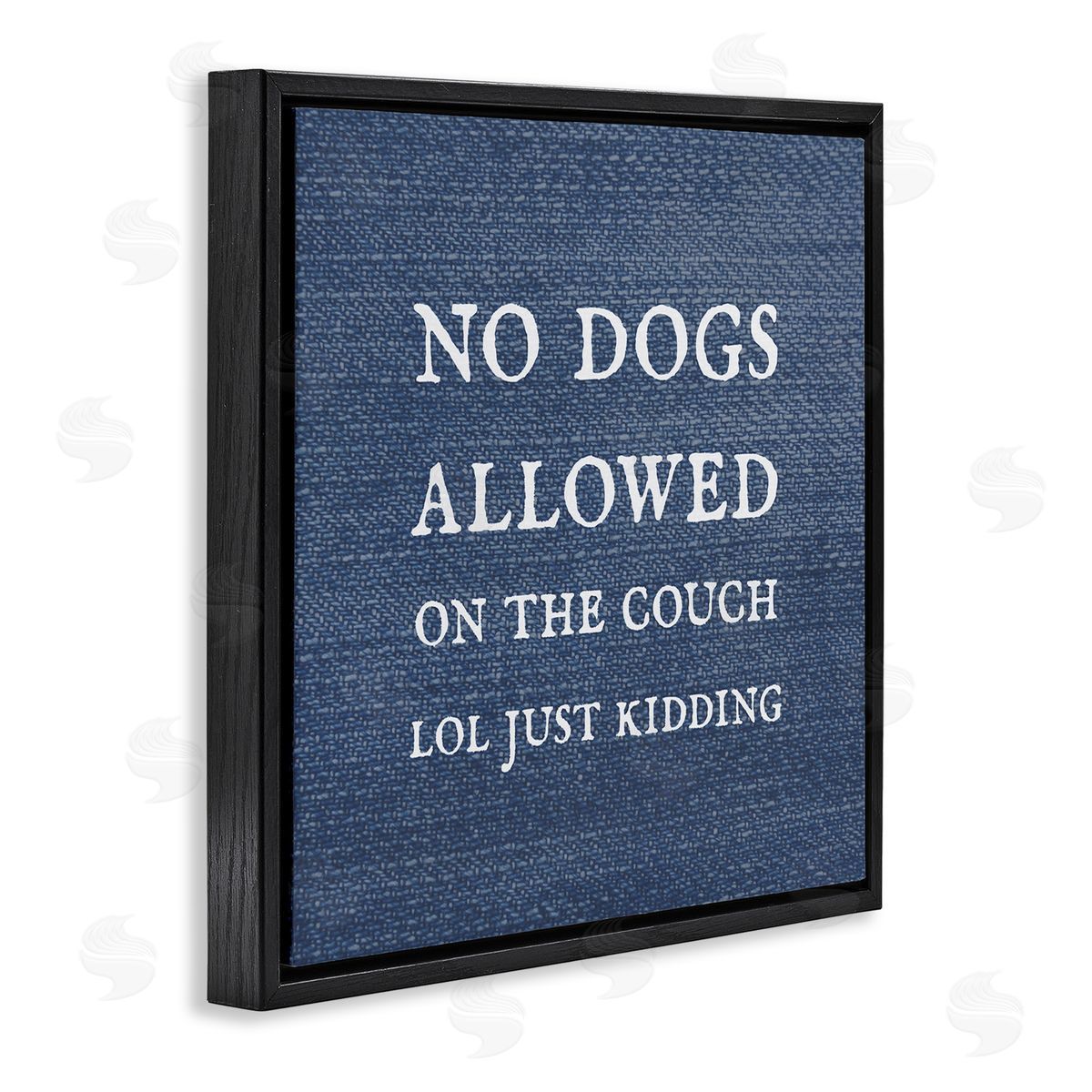 Stupell Studio No Dogs Allowed Just Kidding Funny Pet Black Floating Frame Canvas Wall Art Print