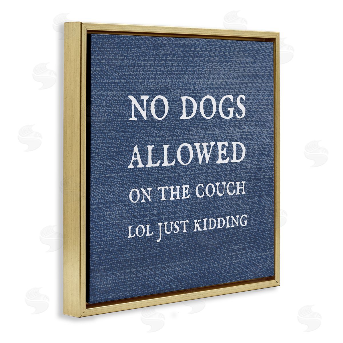 Stupell Studio No Dogs Allowed Just Kidding Funny Pet Gold Floating Frame Canvas Wall Art Print