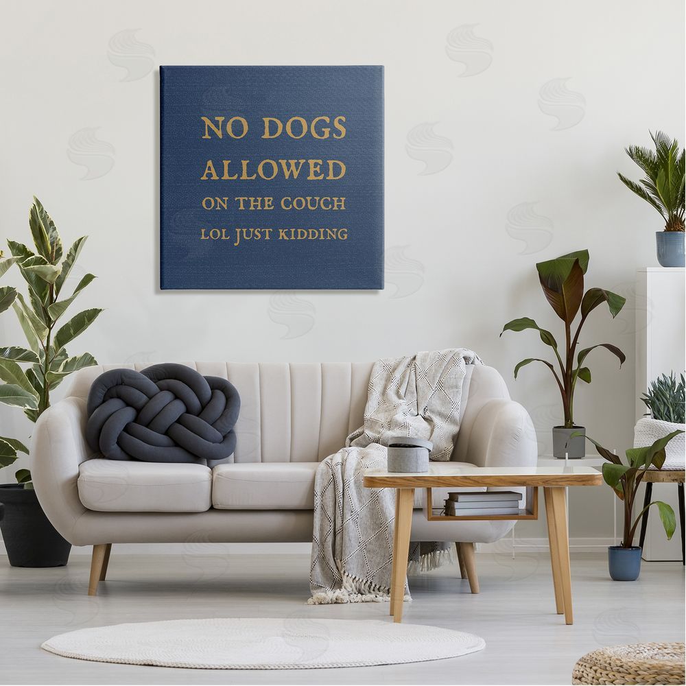 Stupell Studio Funny No Dogs Allowed Pet Phrase Canvas Wall Art in Room