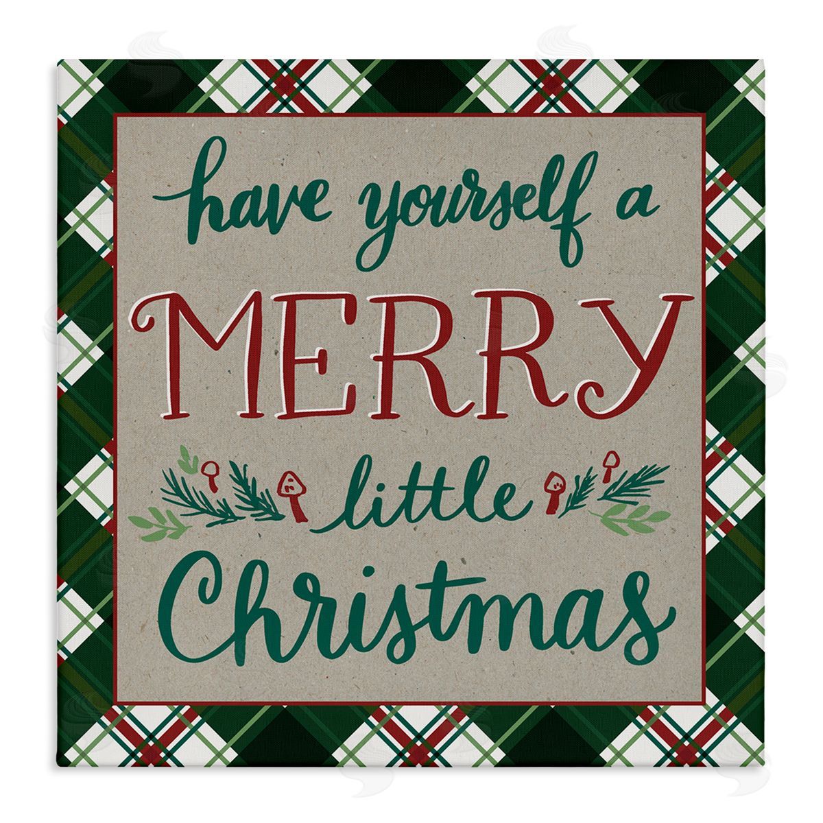 Amanda McGee Merry Little Christmas Plaid Holiday Stretched Canvas Wall Art Print