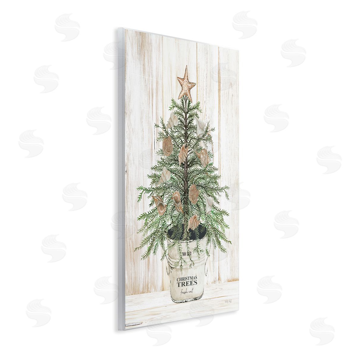 Rustic Seashell Christmas Tree Wood Plaque Wall Art, Home Decor by Cindy Jacobs