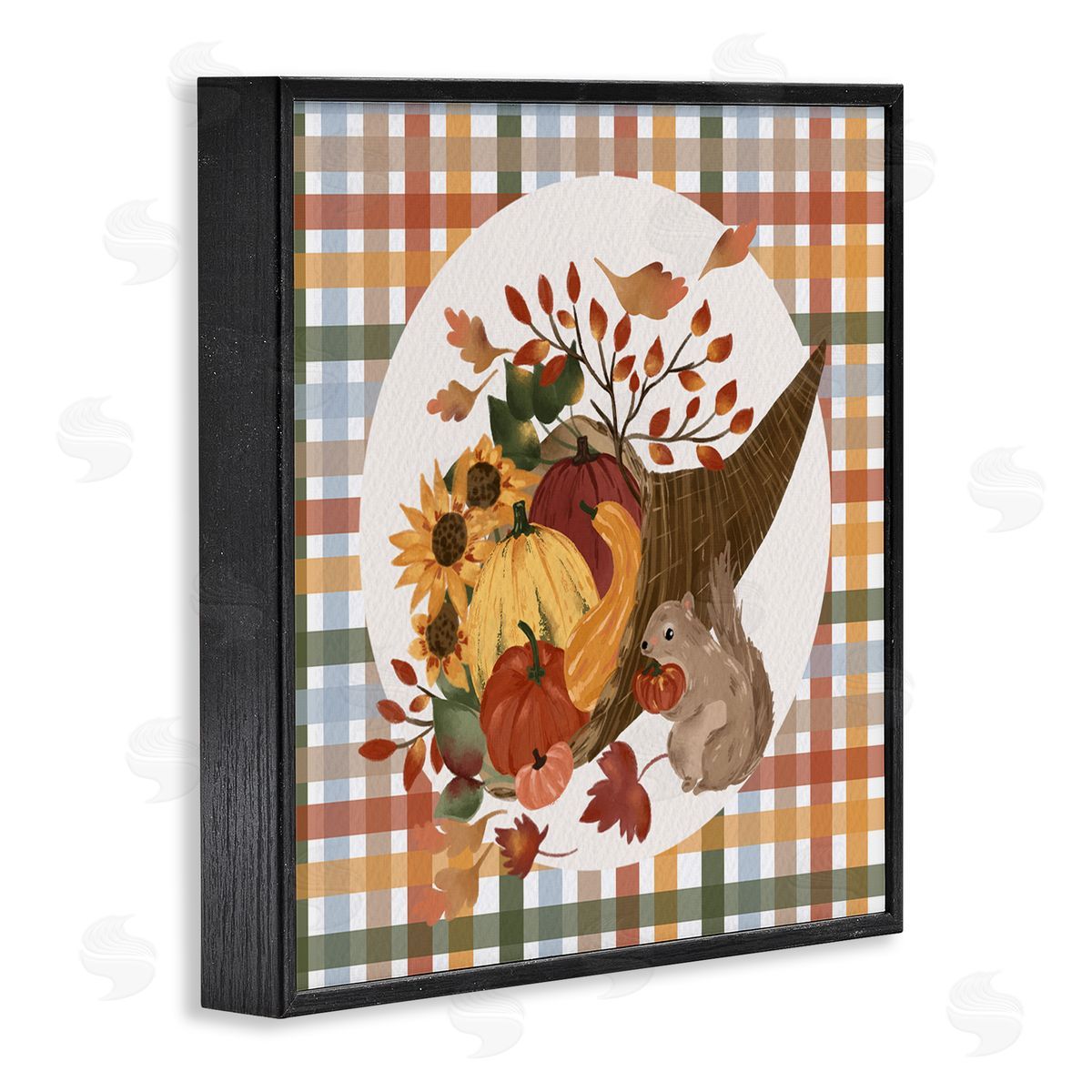 Laura Konyndyk Abundant Harvest Tartan Cornucopia Black Framed Glicee Wall Art Print
