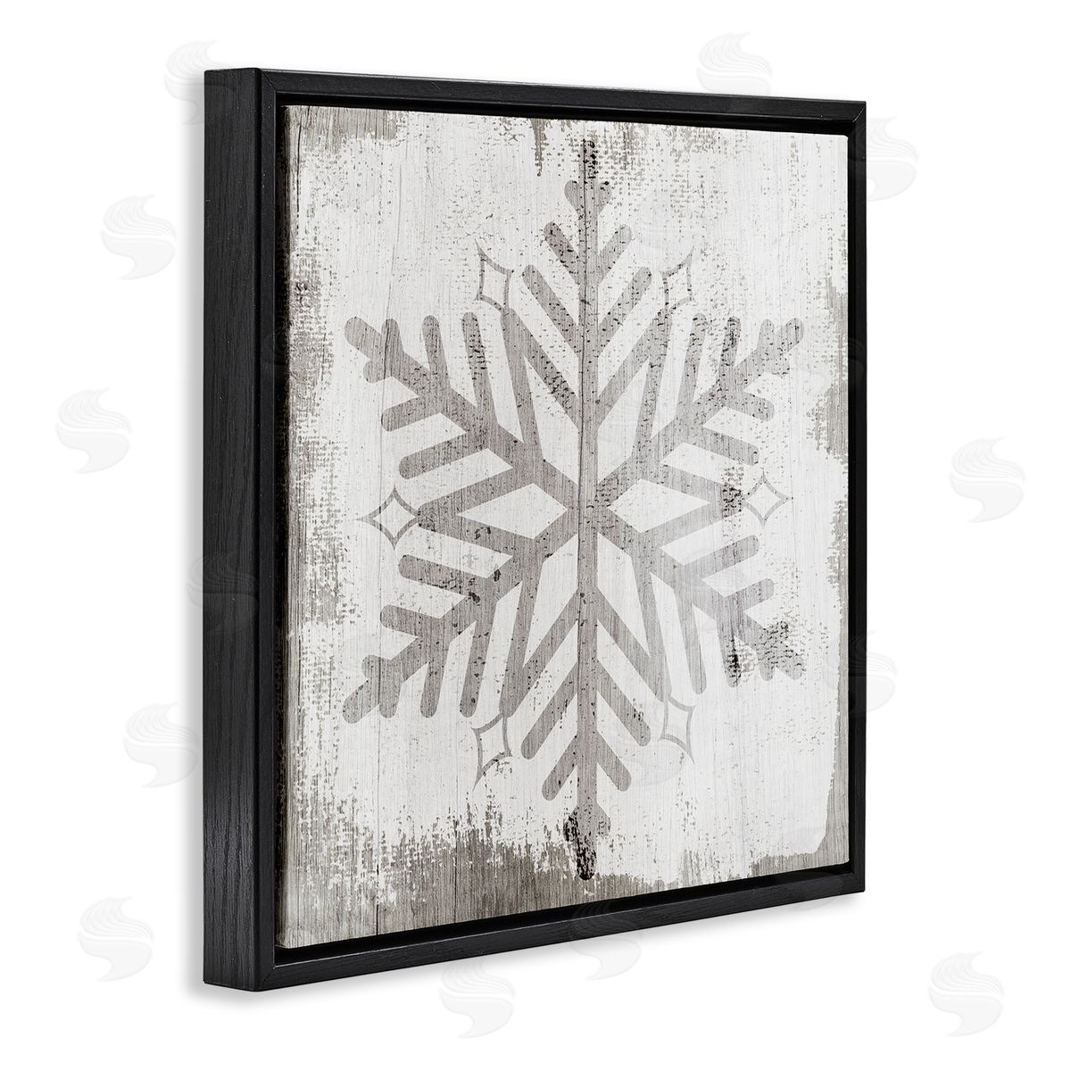 Winter Nature Snowflake Shape Black Floating Frame Canvas Wall Art, Home Decor by Stupell Studio