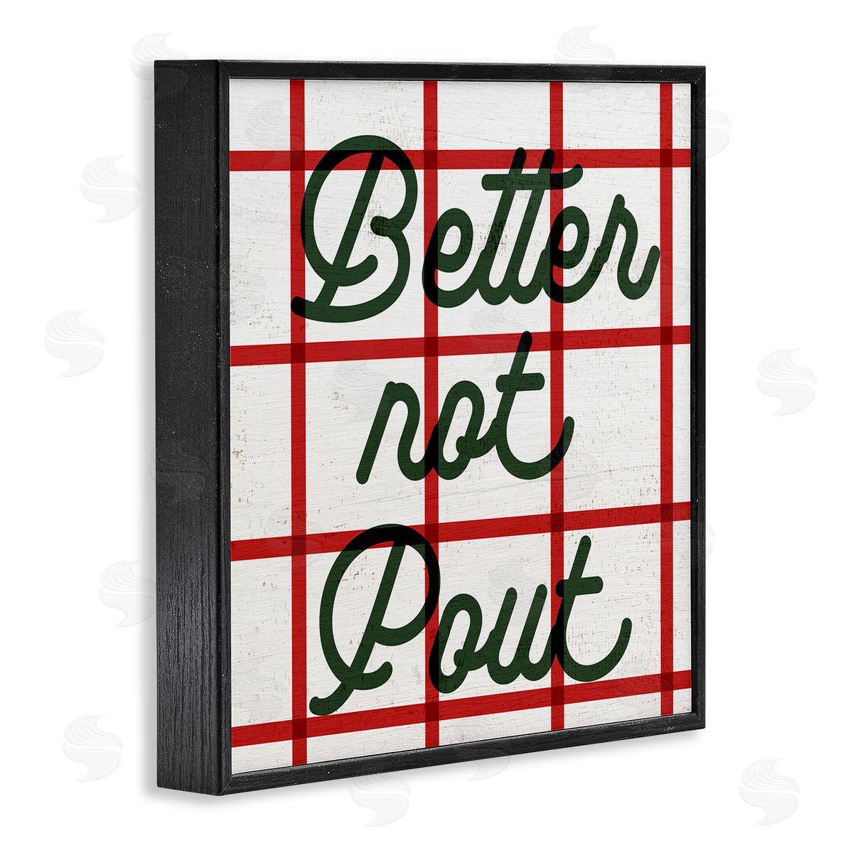 Stupell Studio Better Not Pout Plaid Phrase Black Framed Glicee Wall Art Print