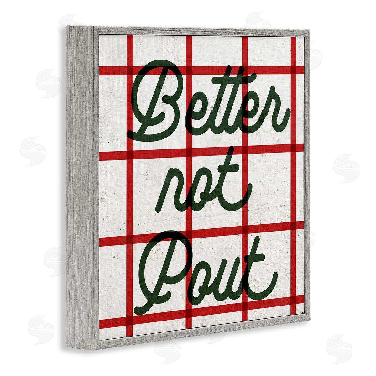 Stupell Studio Better Not Pout Plaid Phrase Gray Framed Glicee Wall Art Print