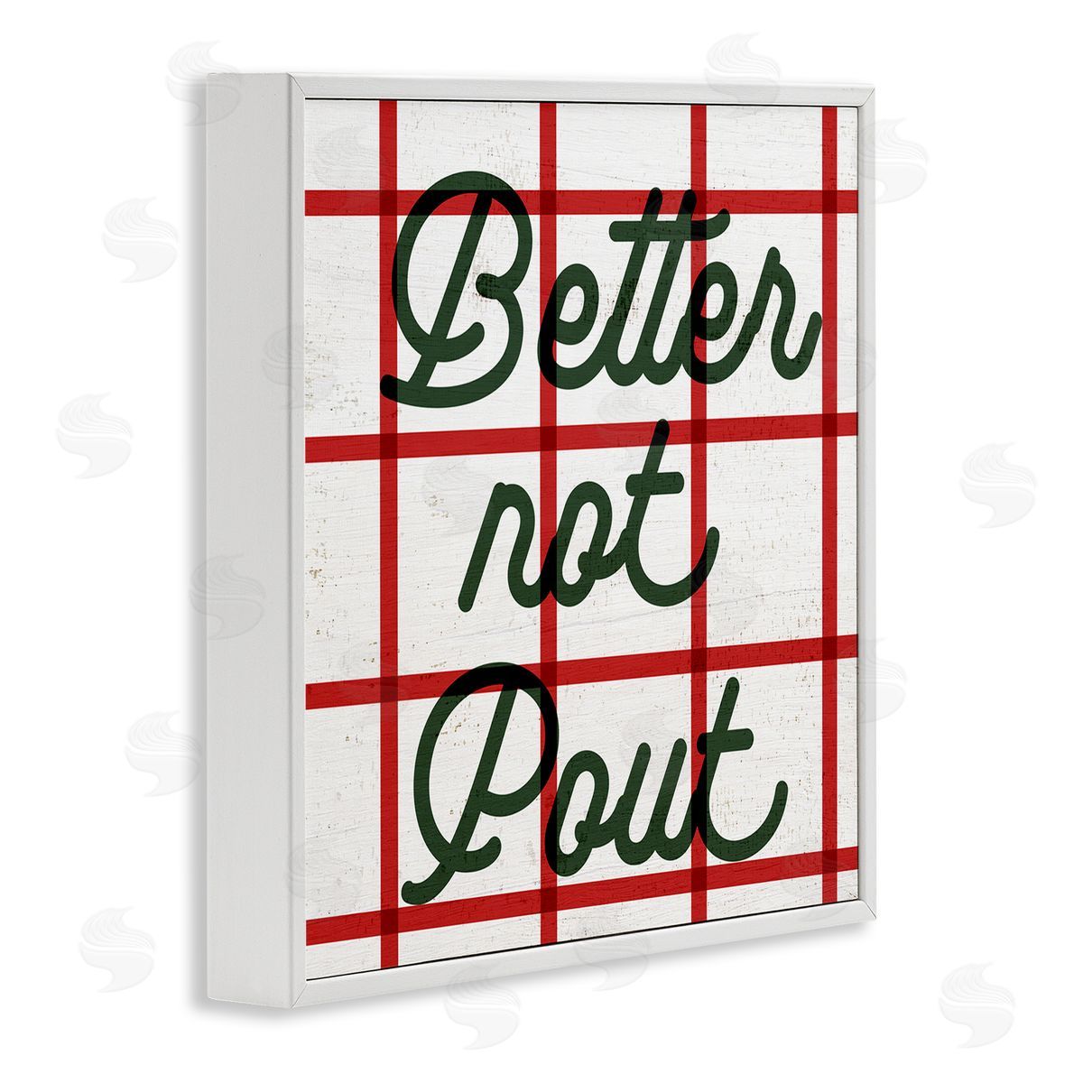 Stupell Studio Better Not Pout Plaid Phrase White Framed Glicee Wall Art Print