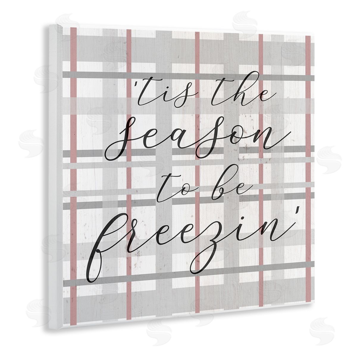 Stupell Studio 'Tis The Season To Be Freezin' Winter Plaid Wooden Wall Plaque Art Print
