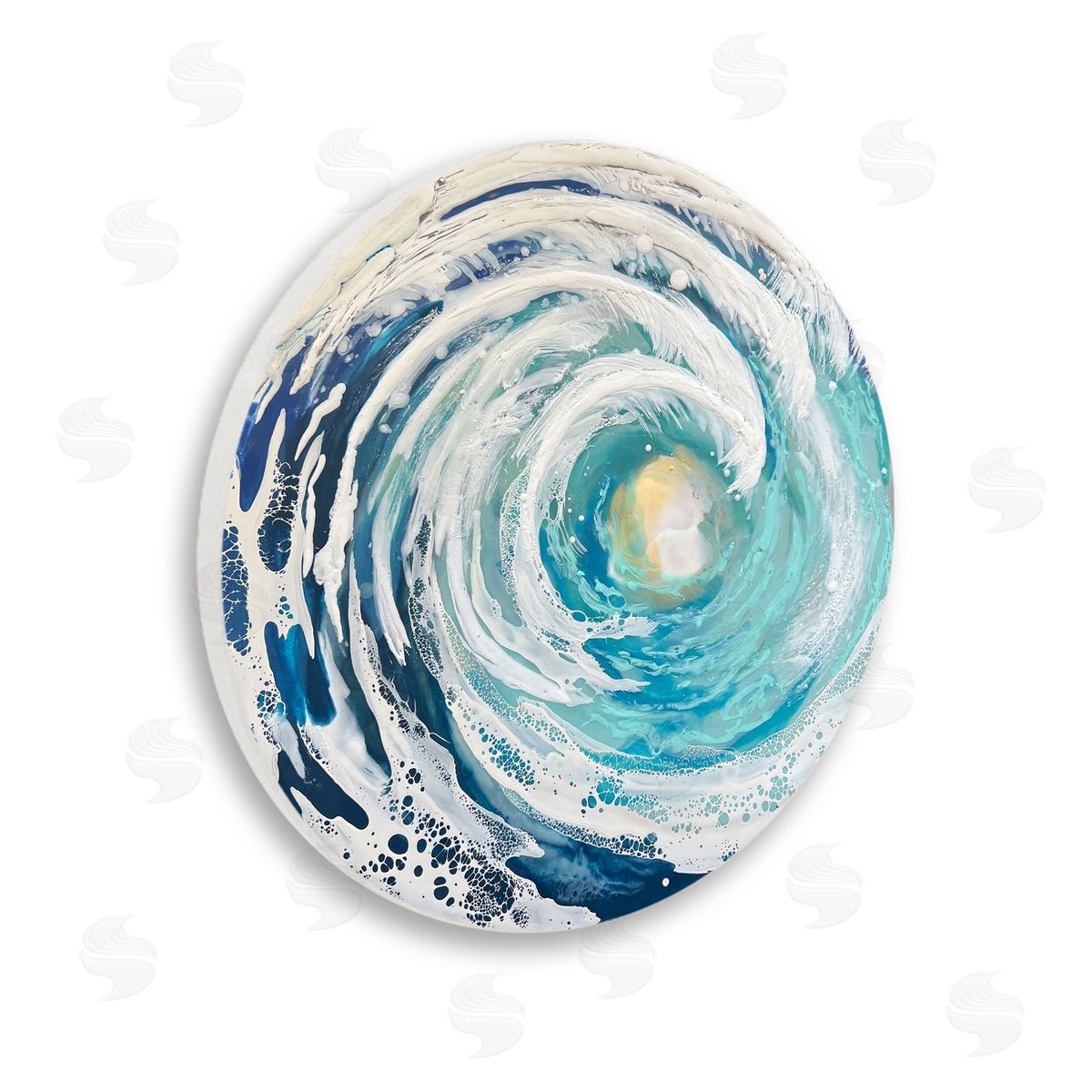 Stacy Gresell Round Sea Waves Nautical Ocean Wooden Wall Plaque Art Print
